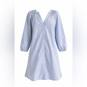 A New Day Blue Pinstripe Button Front Tunic Dress Size L NWT